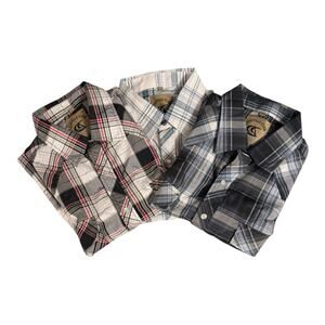 LOT OF 3 Coevals Club Shirt Men's Medium Plaid Western Pearl Snap Short Sleeve
